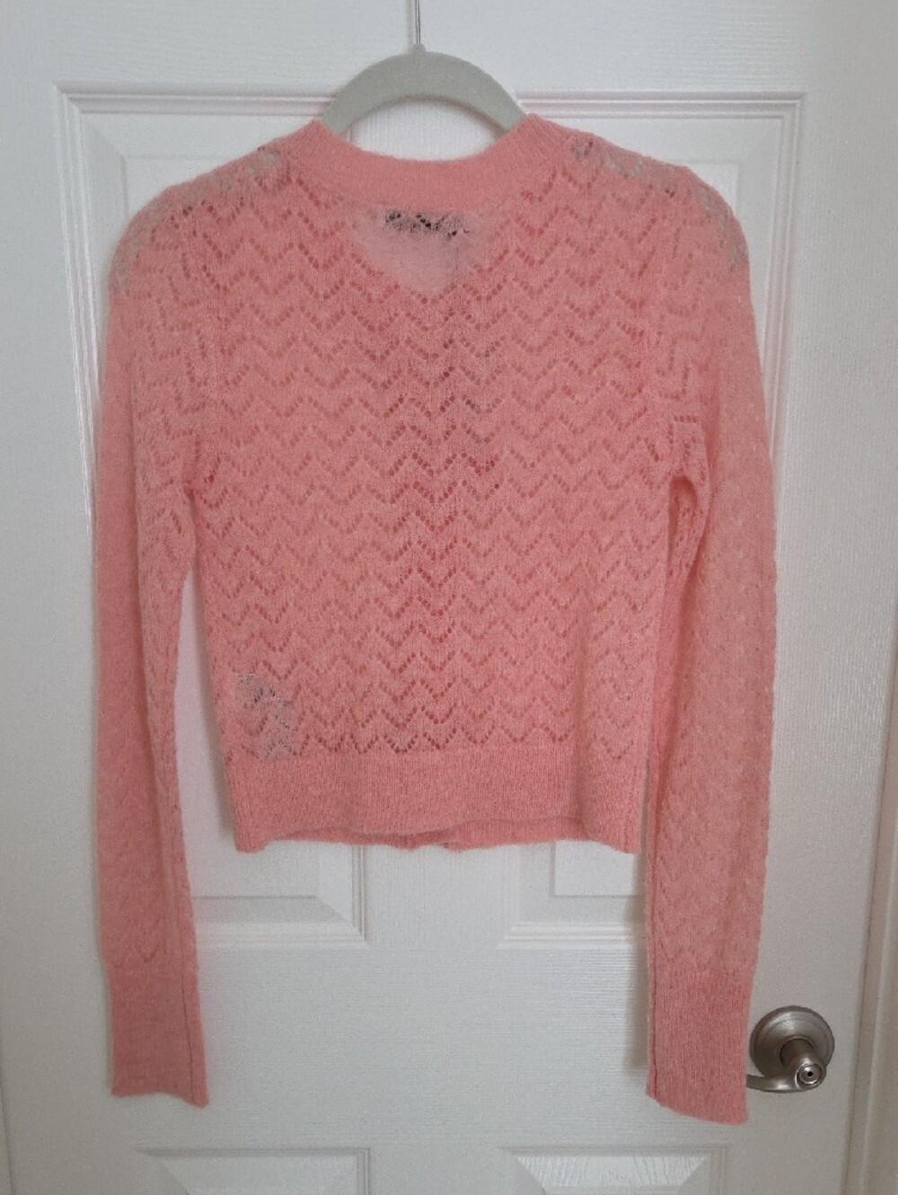 Zara Coral-Pink Openwork Button Cardigan. NWT. Size S - Picture 7 of 7